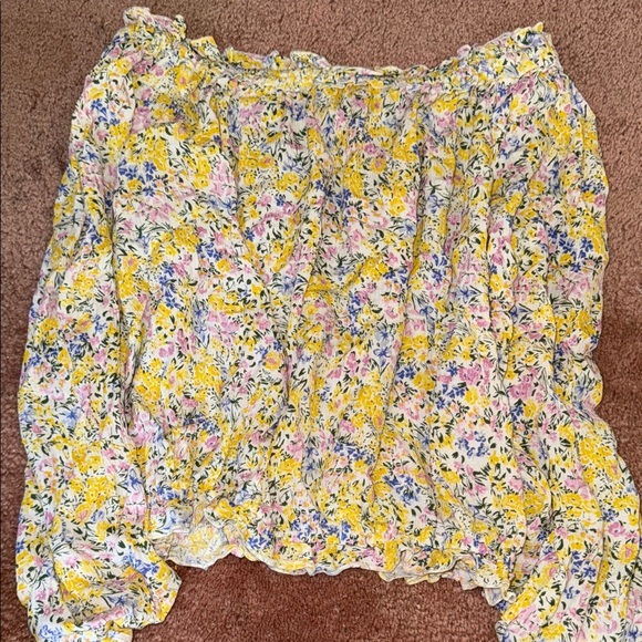 Dex Women's Floral Ruffle Blouse - Yellow and Pink - Picture 3 of 3